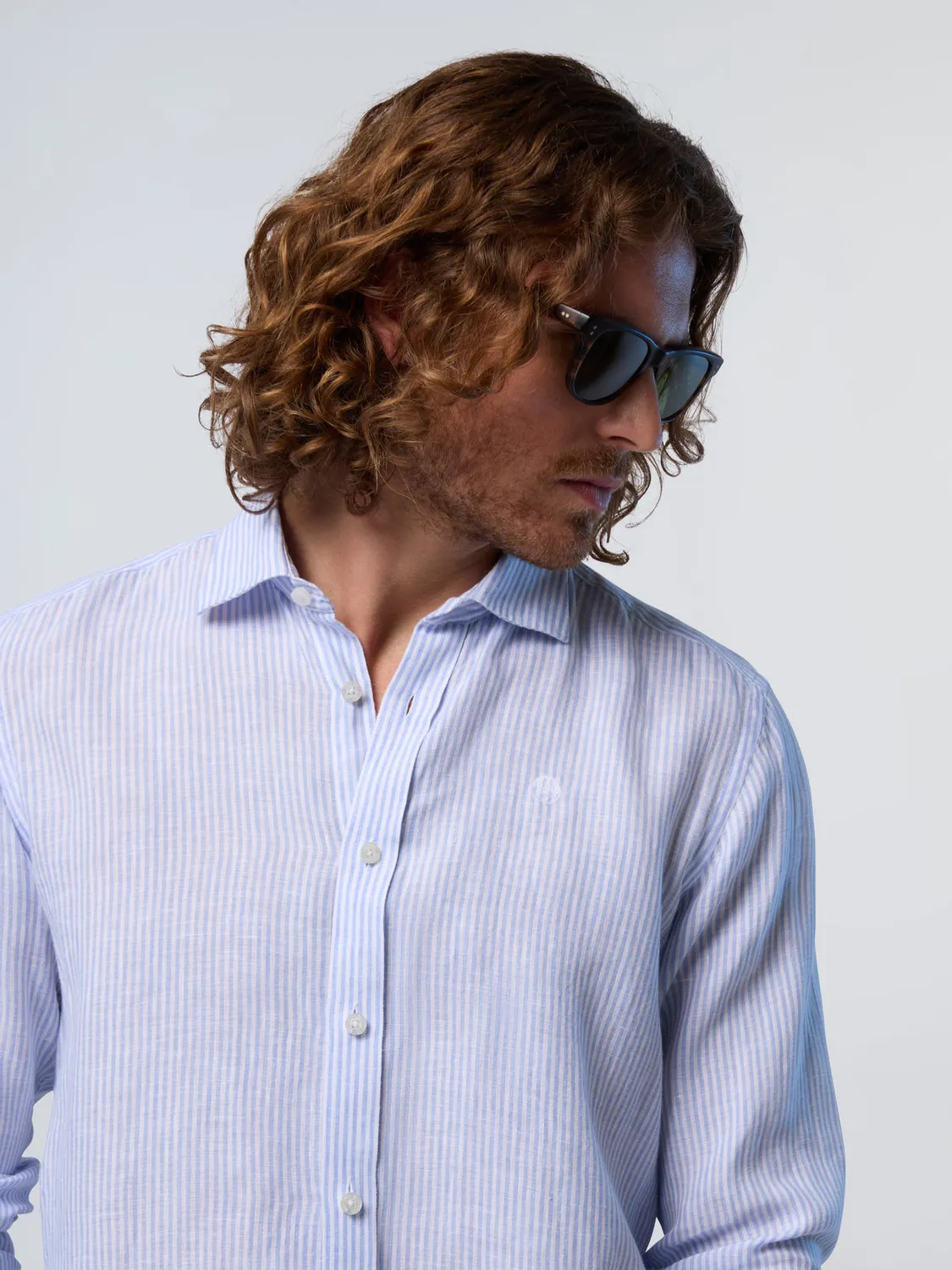 North Sails Classic Stripe chemise lin rayée lin européen