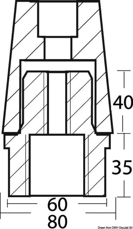 Tecnoseal anode aluminium arbre 60 mm six pans