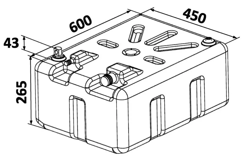 Réservoir carburant PE 60 L norme ISO bateau