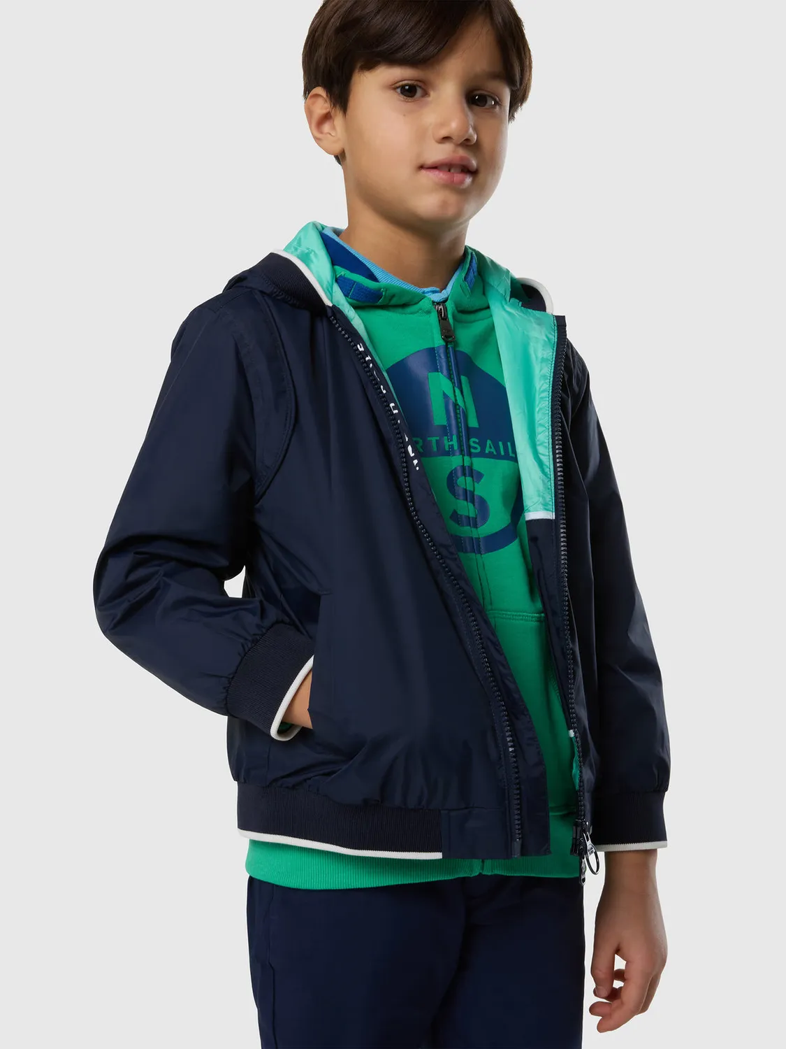 North Sails sweat zippé capuche coton bio logo maxi