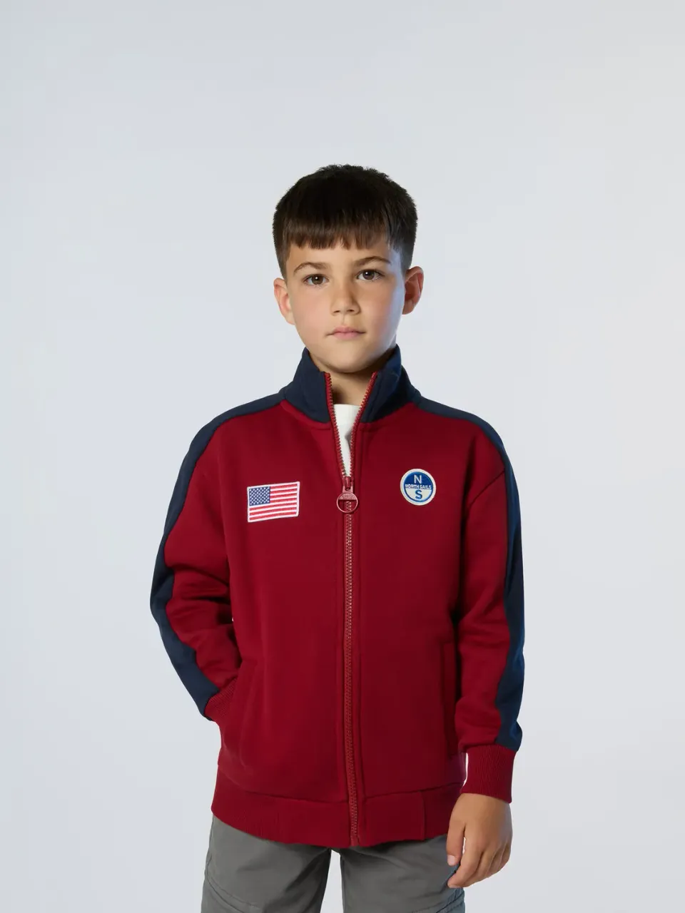 North Sails sweat zippé drapeau US coton bio
