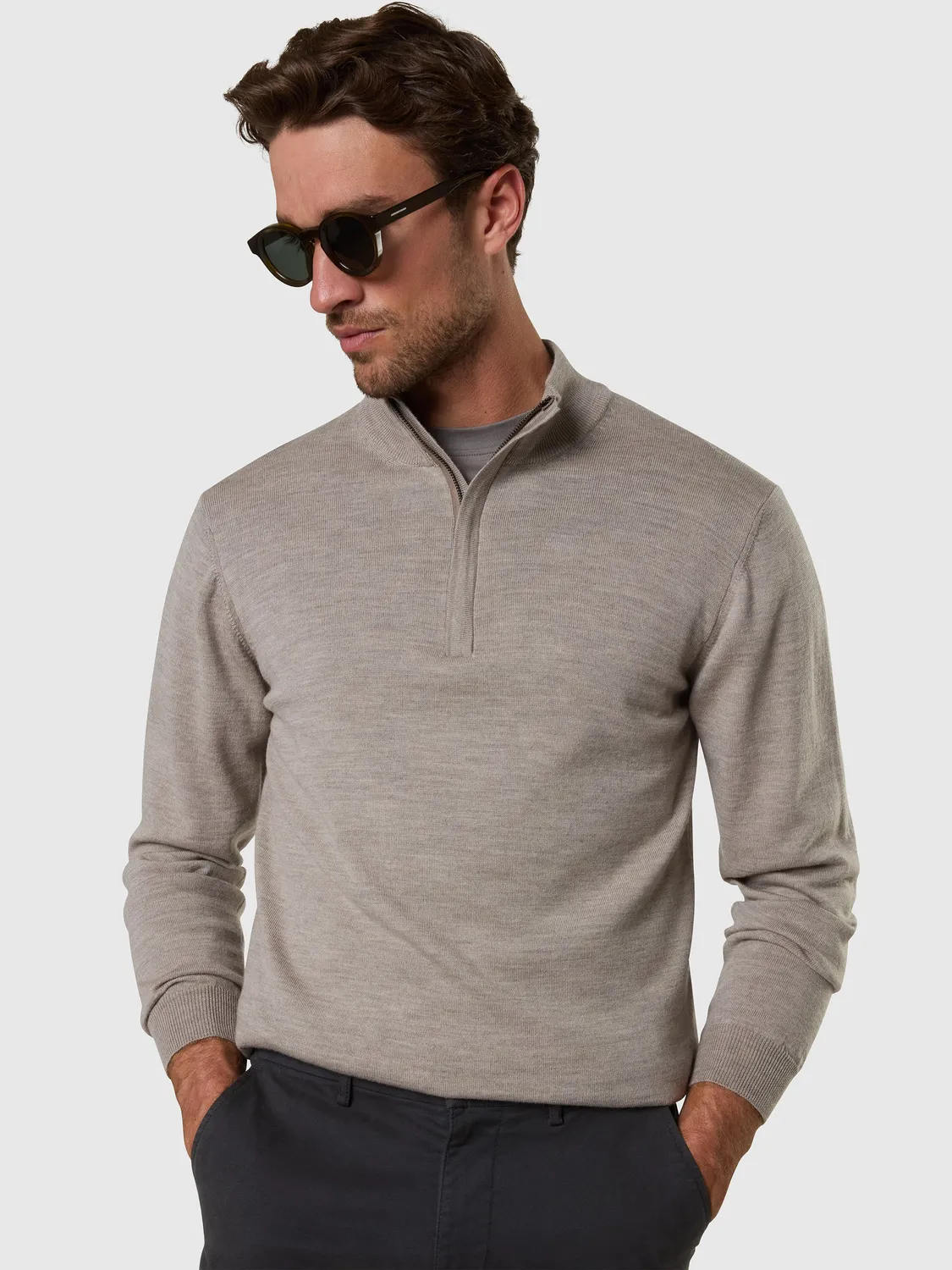 North Sails pull demi-zip mérinos homme fossil
