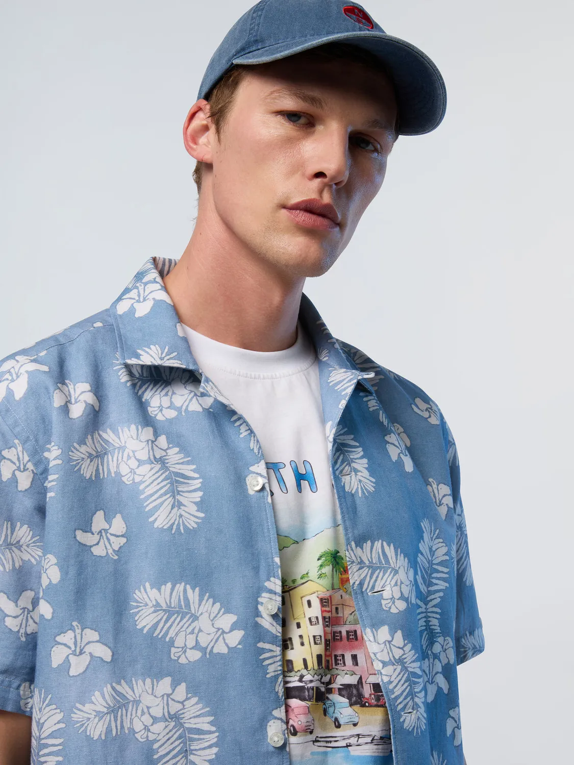 North Sails chemise bowling tropicale lin homme