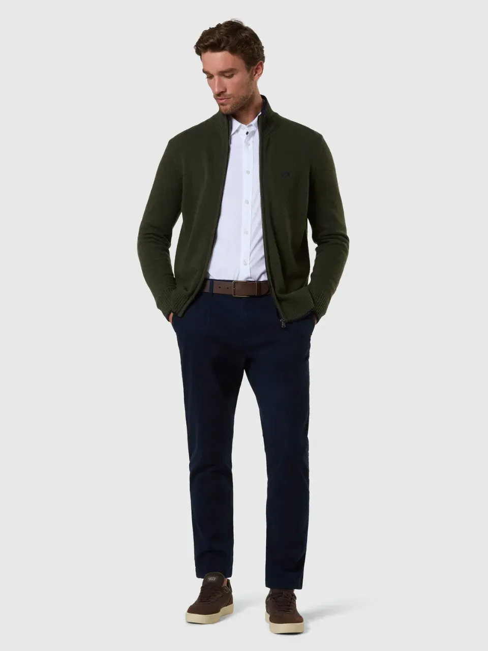 North Sails gilet zippé cachemire Navy Blue homme chaud col montant