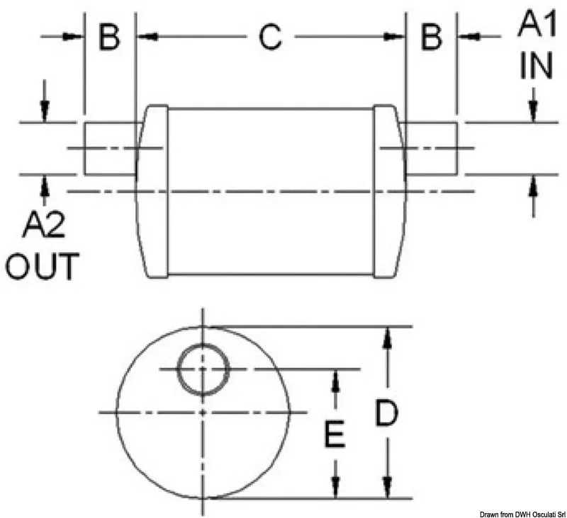 Centek silencieux 40mm fibre inboard voilier