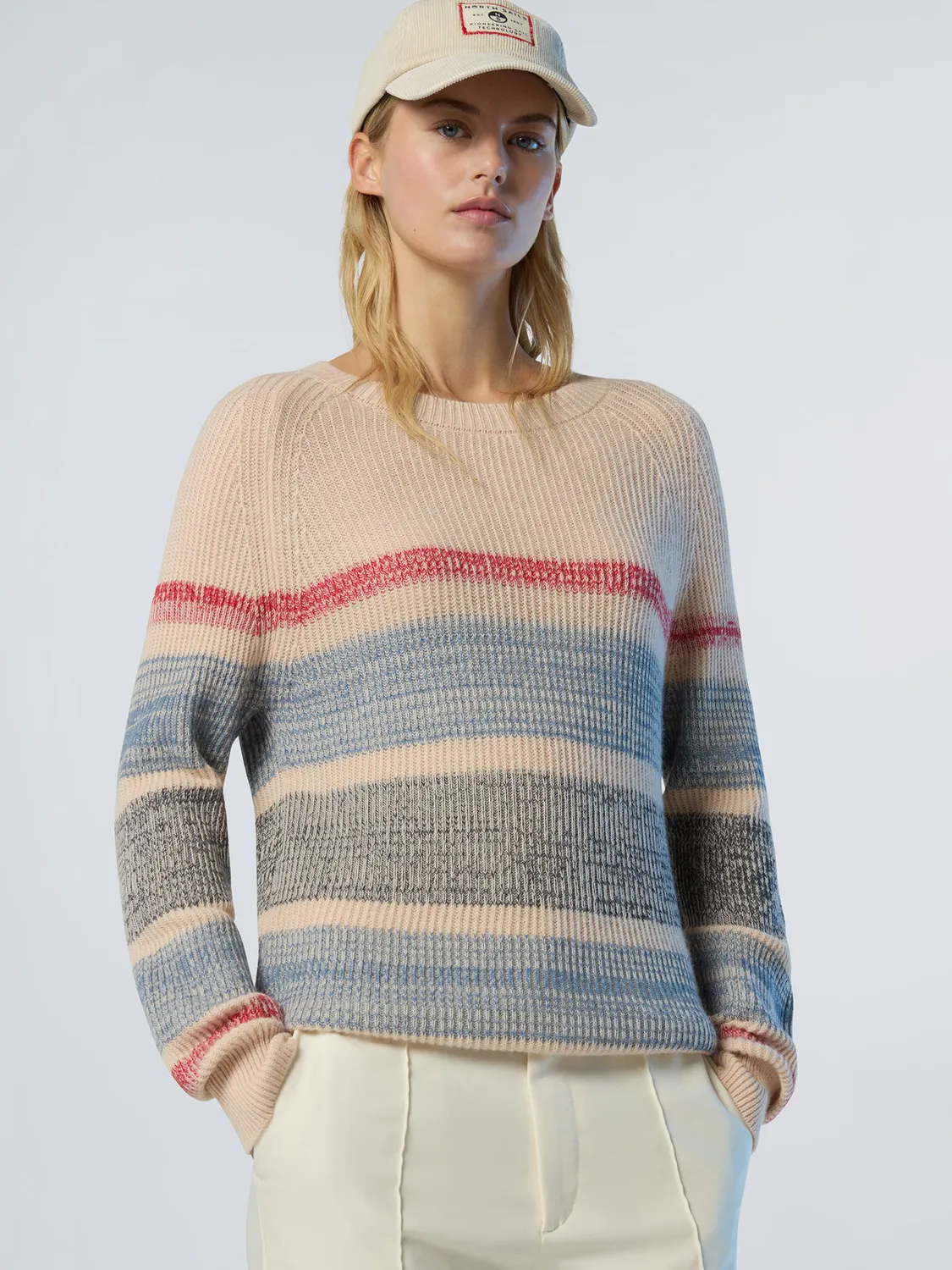 North Sails pull rayé alpaga col rond manches raglan