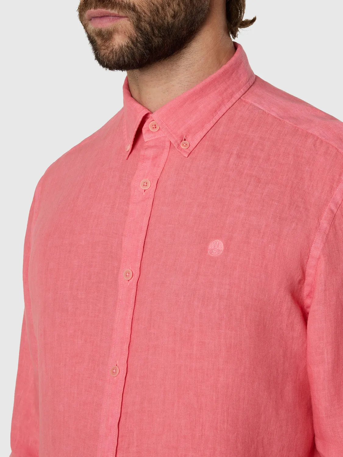 North Sails chemise lin teint en pièce boutons corozo