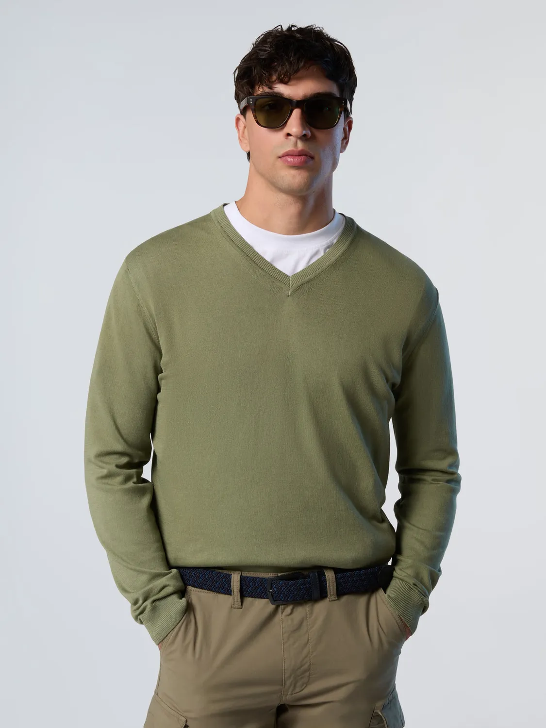 North Sails pull col V coton bio label logo