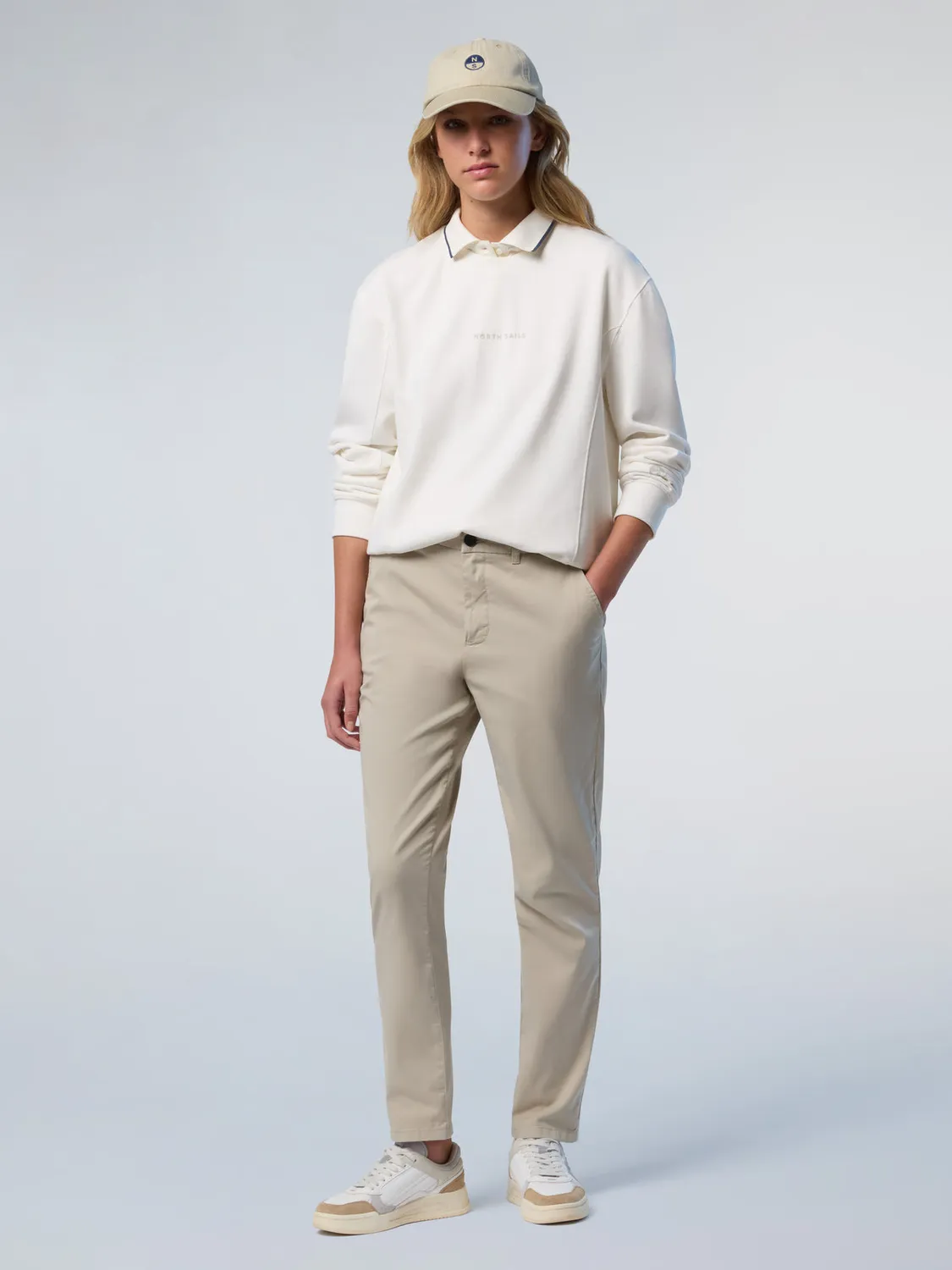 North Sails sweat col rond print tonal coton délavé homme