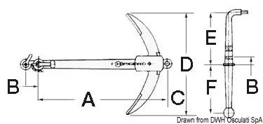 Osculati Admiralty ancre marine 10 kg pliable