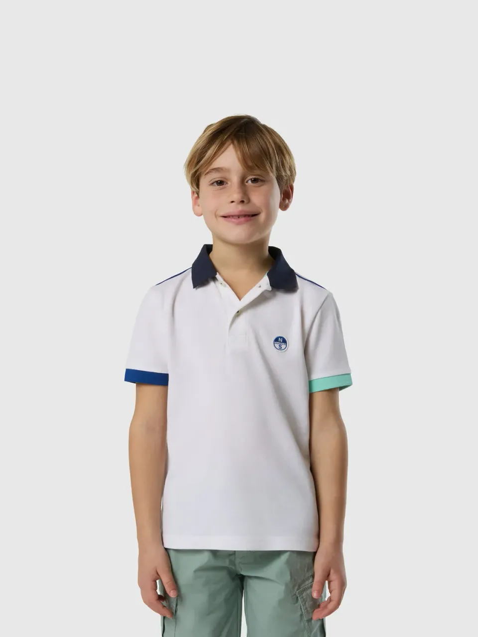 North Sails polo enfant piqué bio manches dépareillées