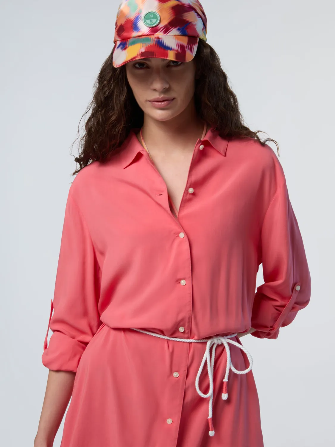 North Sails Ecovero robe midi imprimée ceinture corde