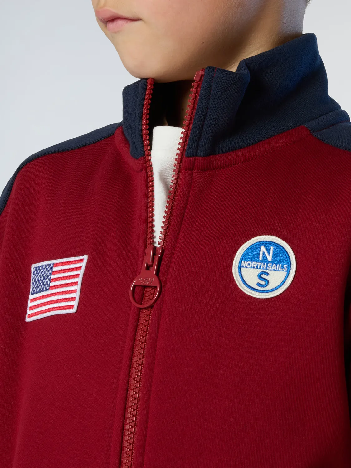 North Sails sweat zippé drapeau US coton bio