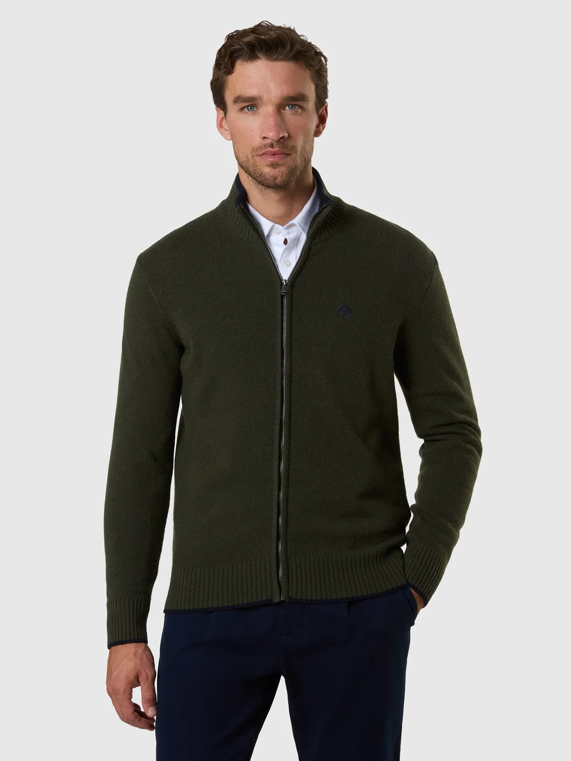 North Sails gilet zippé cachemire Navy Blue homme chaud col montant