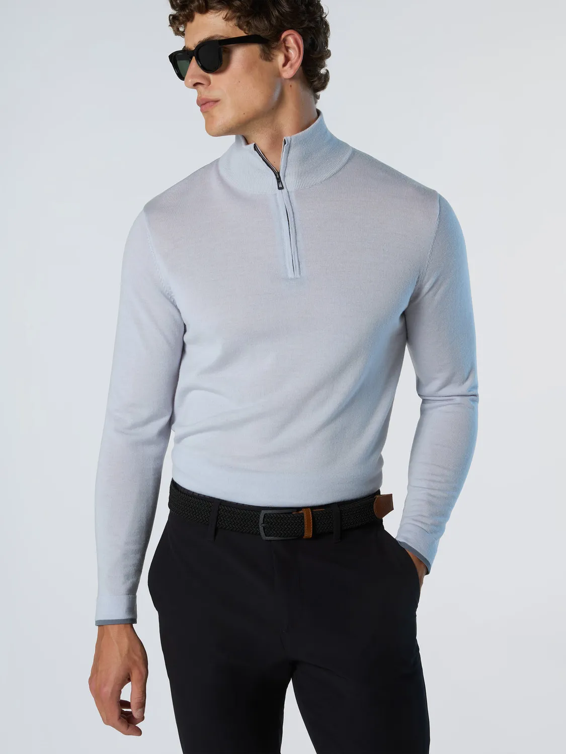 North Sails pull demi-zip mérinos fentes