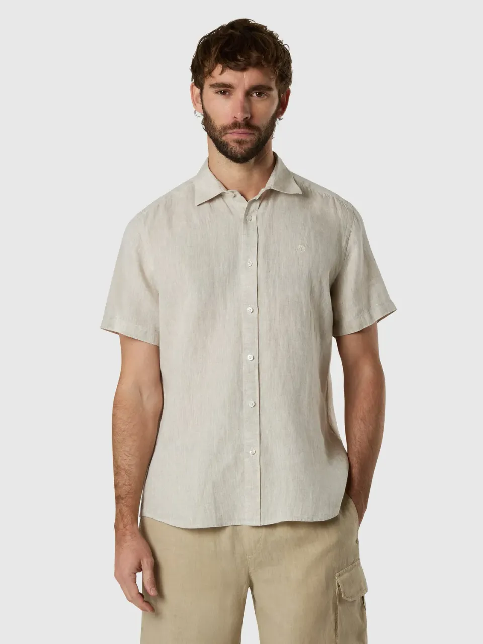 North Sails chemise lin manches courtes beige chino