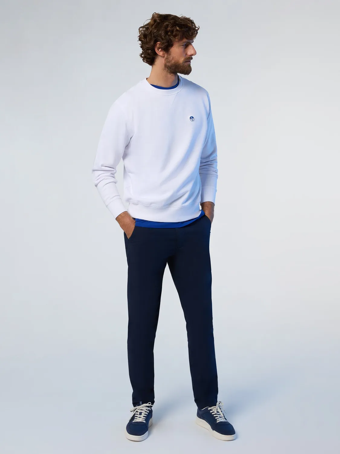 North Sails sweatshirt patch logo homme blanc coupe regular