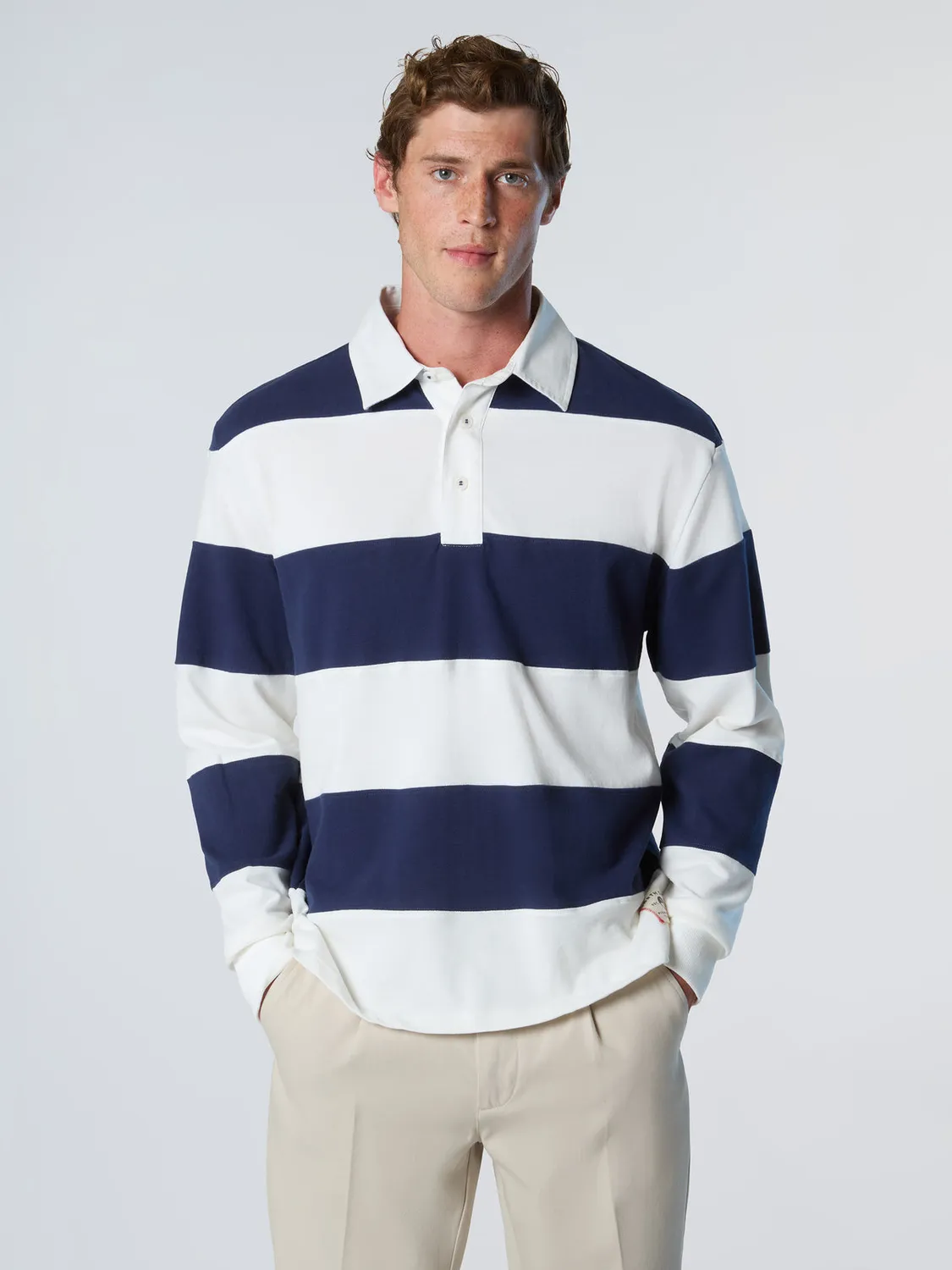 North Sails polo rugby rayé manches longues coton bio