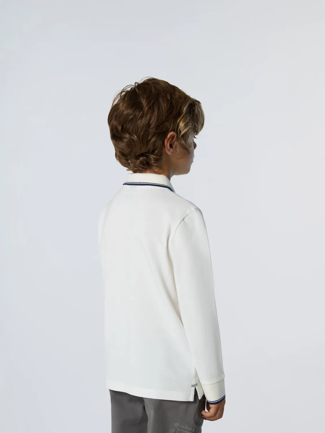 North Sails polo manches longues piqué coton bio col logo