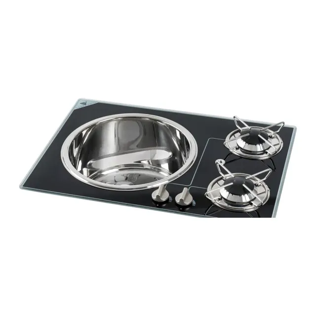 easysea Crystal plaque cuisson verre évier inox 2 feux