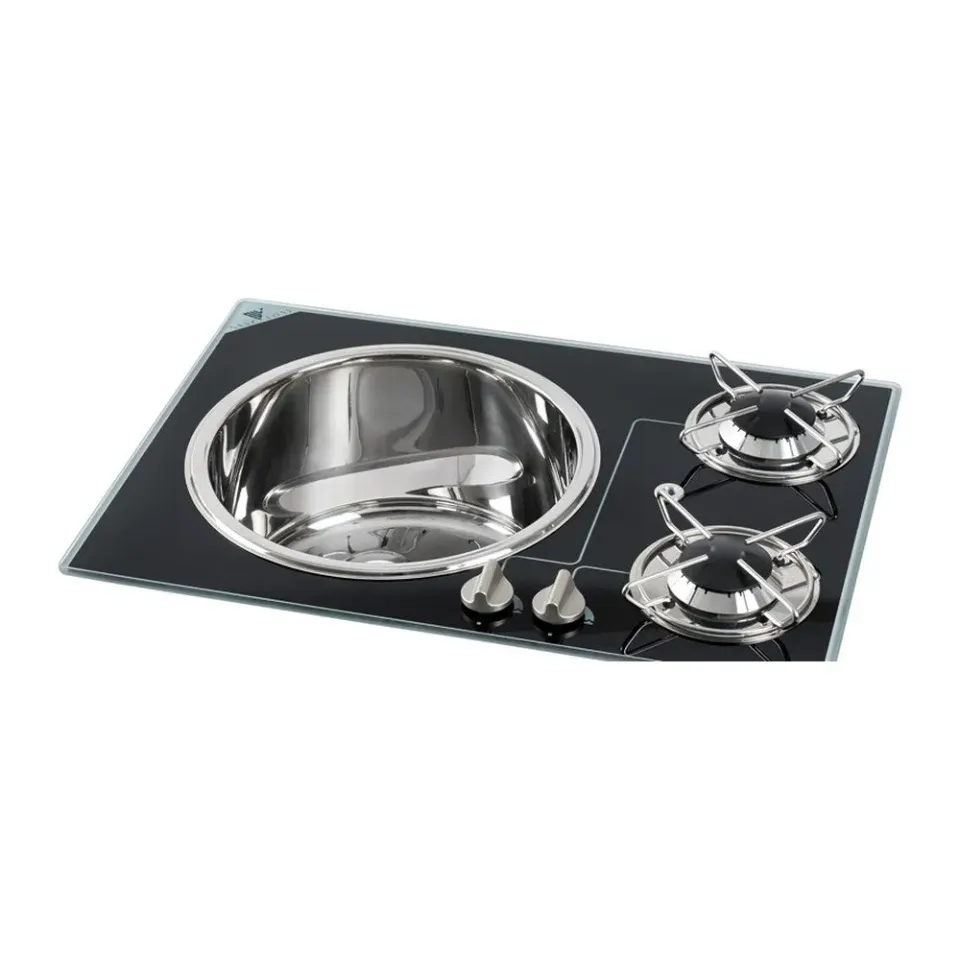 easysea Crystal plaque cuisson verre évier inox 2 feux