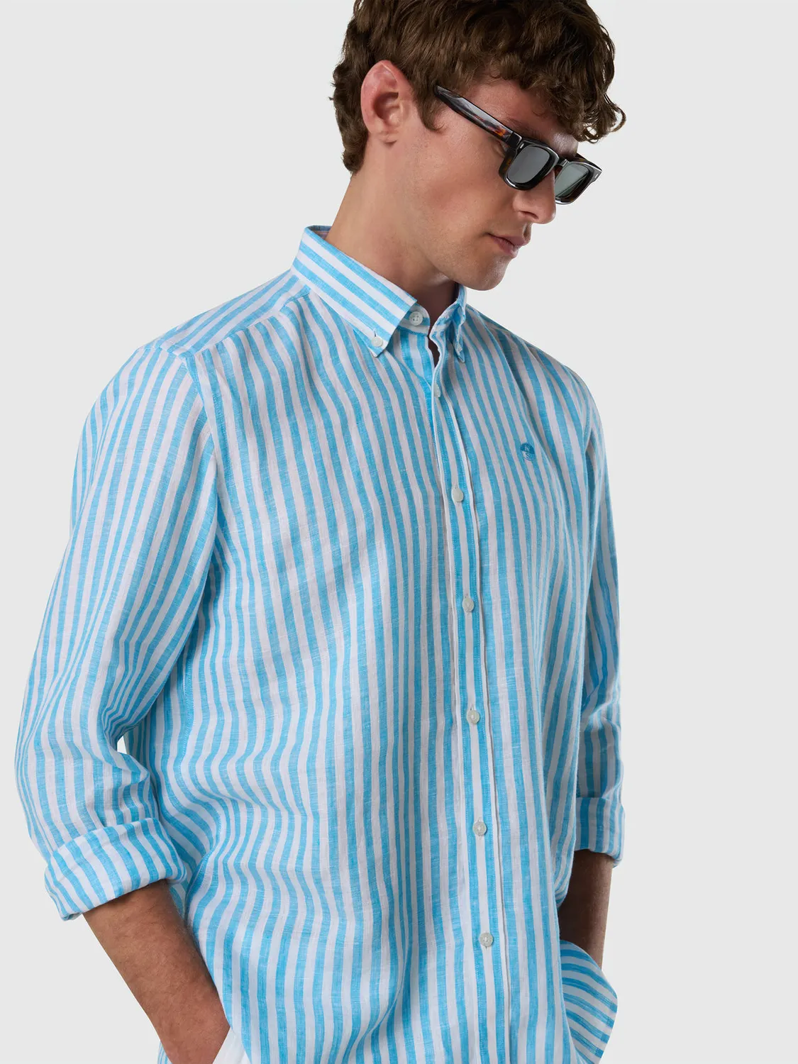 North Sails chemise lin rayée European Flax été