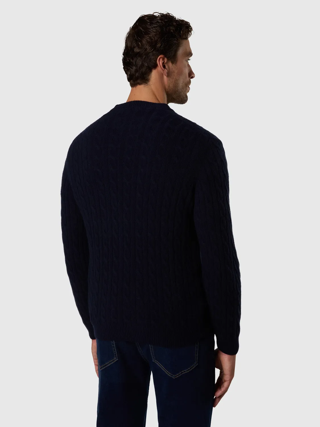 North Sails Cable-Knit pull col rond torsadé marine