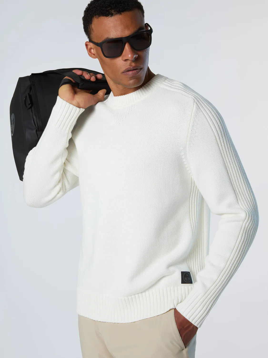North Sails Pull col rond V coton bio nylon