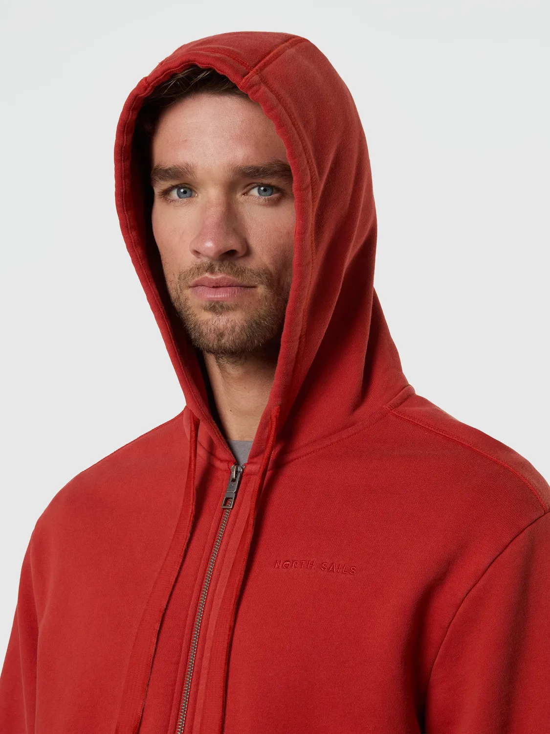 North Sails hoodie délavé capuche rouille coton