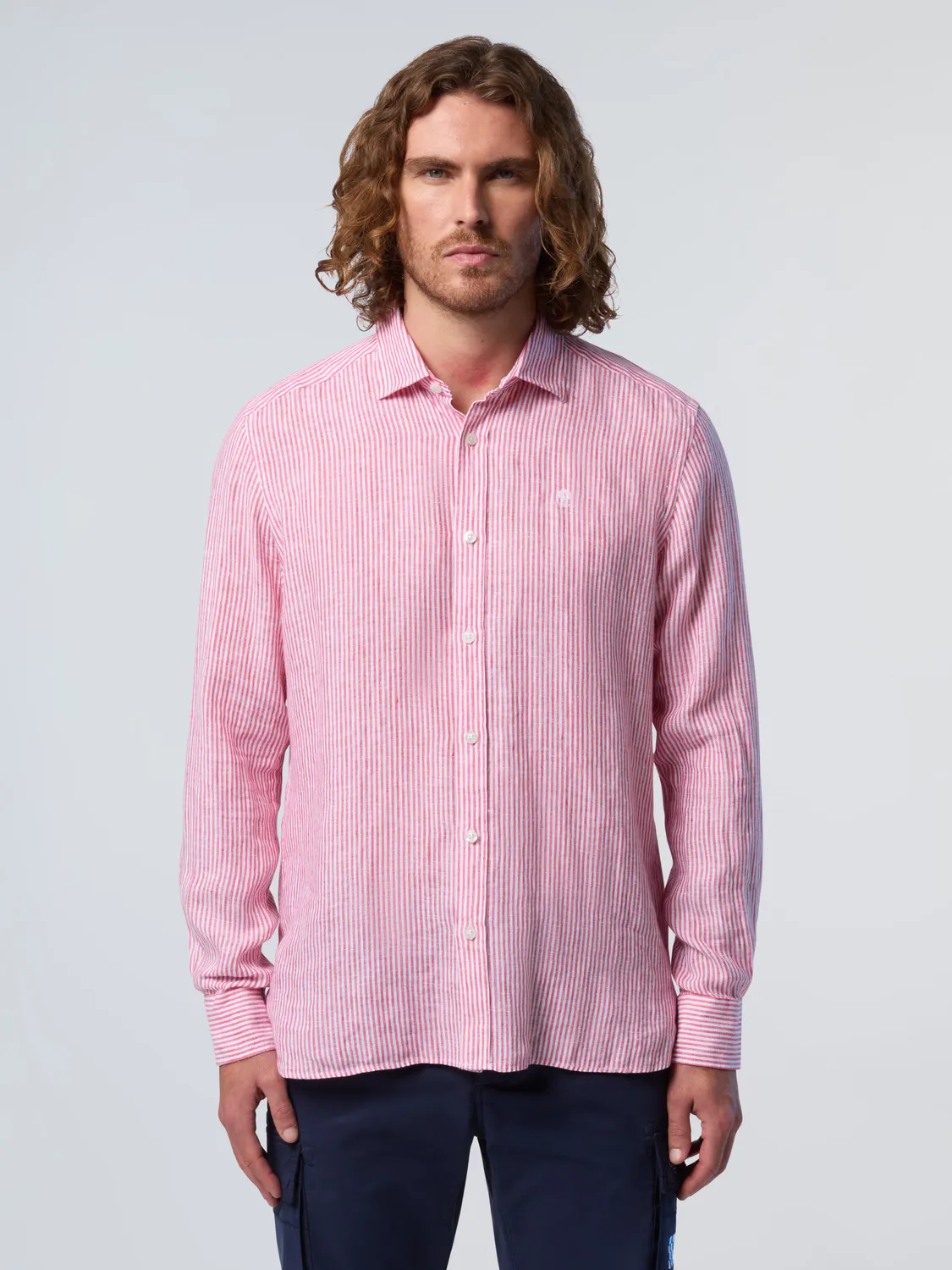 North Sails Classic Stripe chemise lin rayée homme