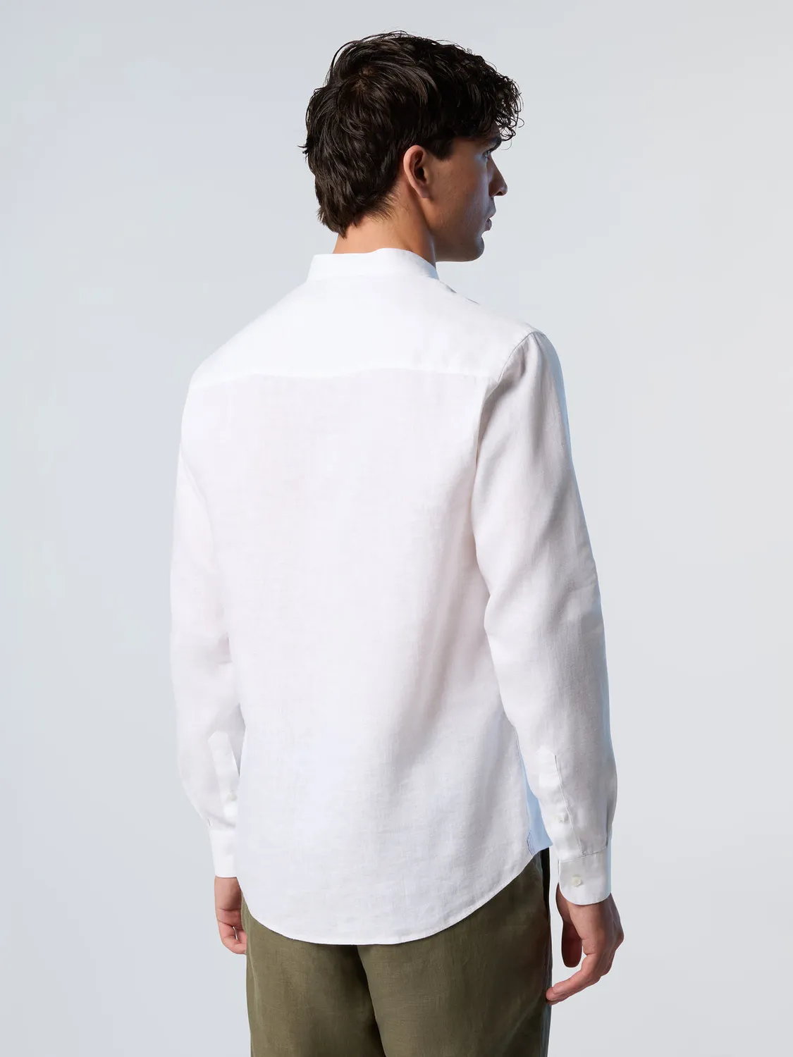 North Sails chemise col mandarin lin logo brodé