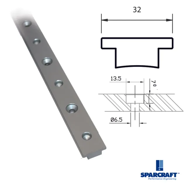Sparcraft Rail 32x5.5 Anodisé L6M rail de mât