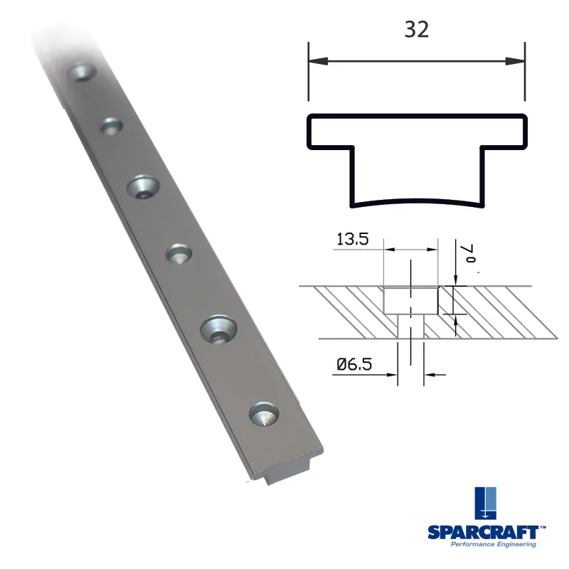 Sparcraft Rail 32x5.5 Anodisé L6M rail de mât