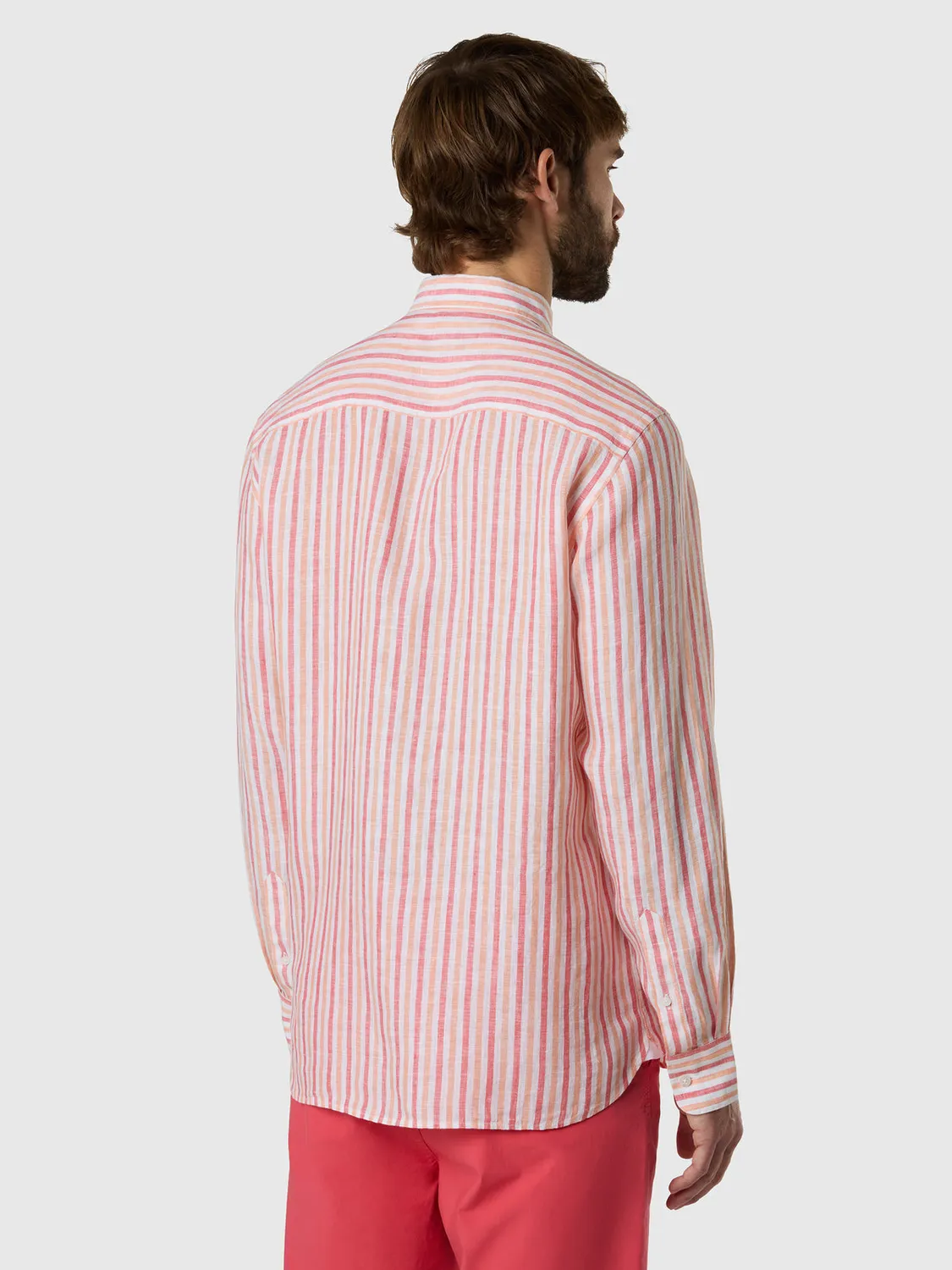 North Sails chemise lin rayée délavée homme col bouton