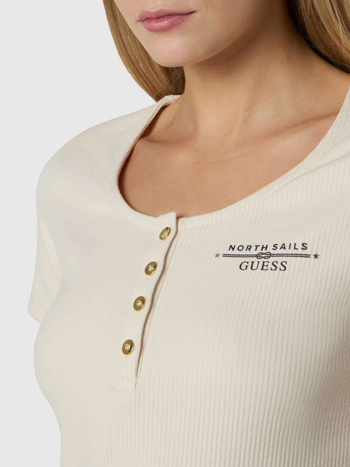 North Sails Guess t-shirt femme boutonné bleu marine