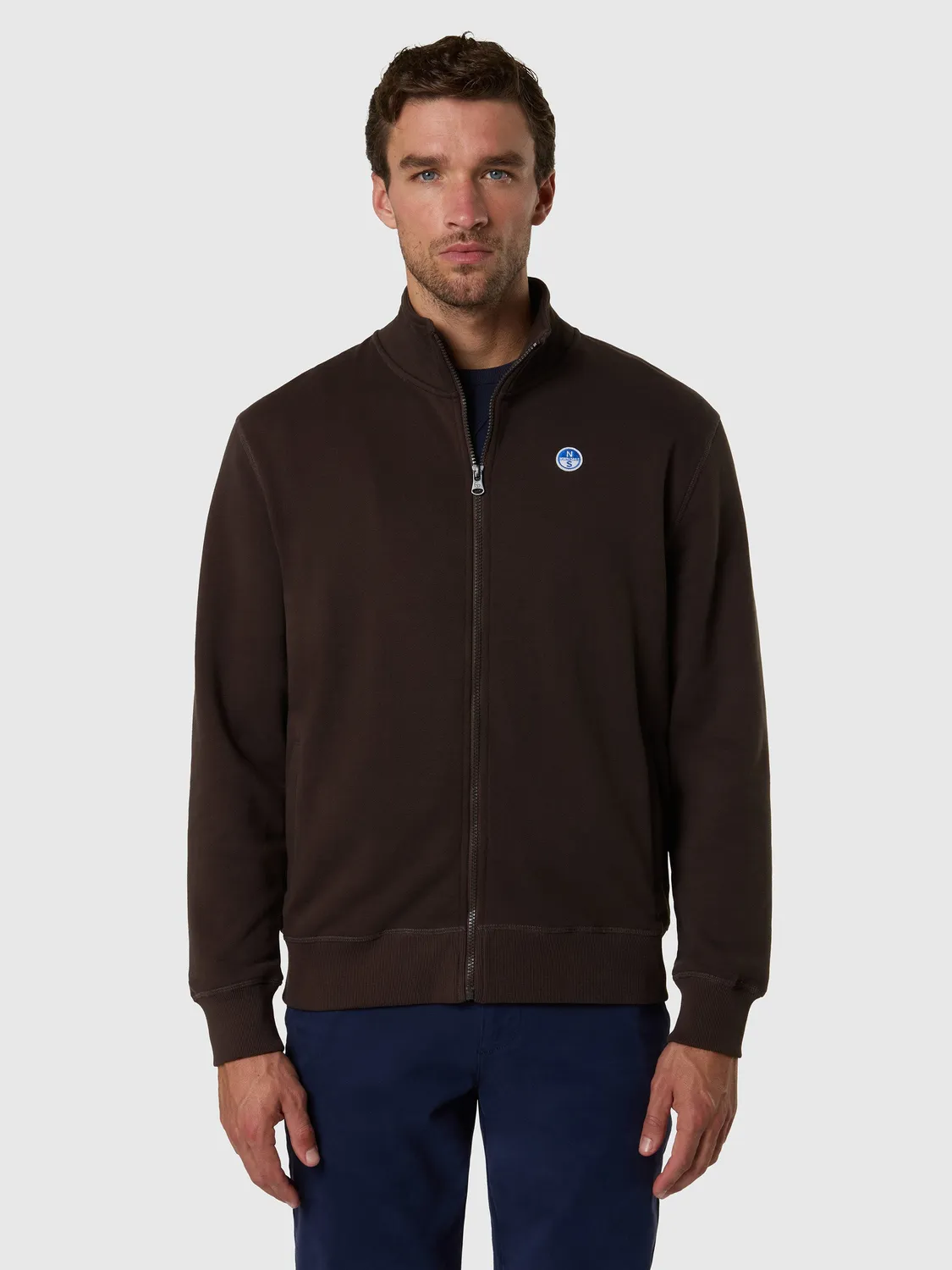 North Sails Full-zip sweatshirt with logo patch sweat zippé bleu marine