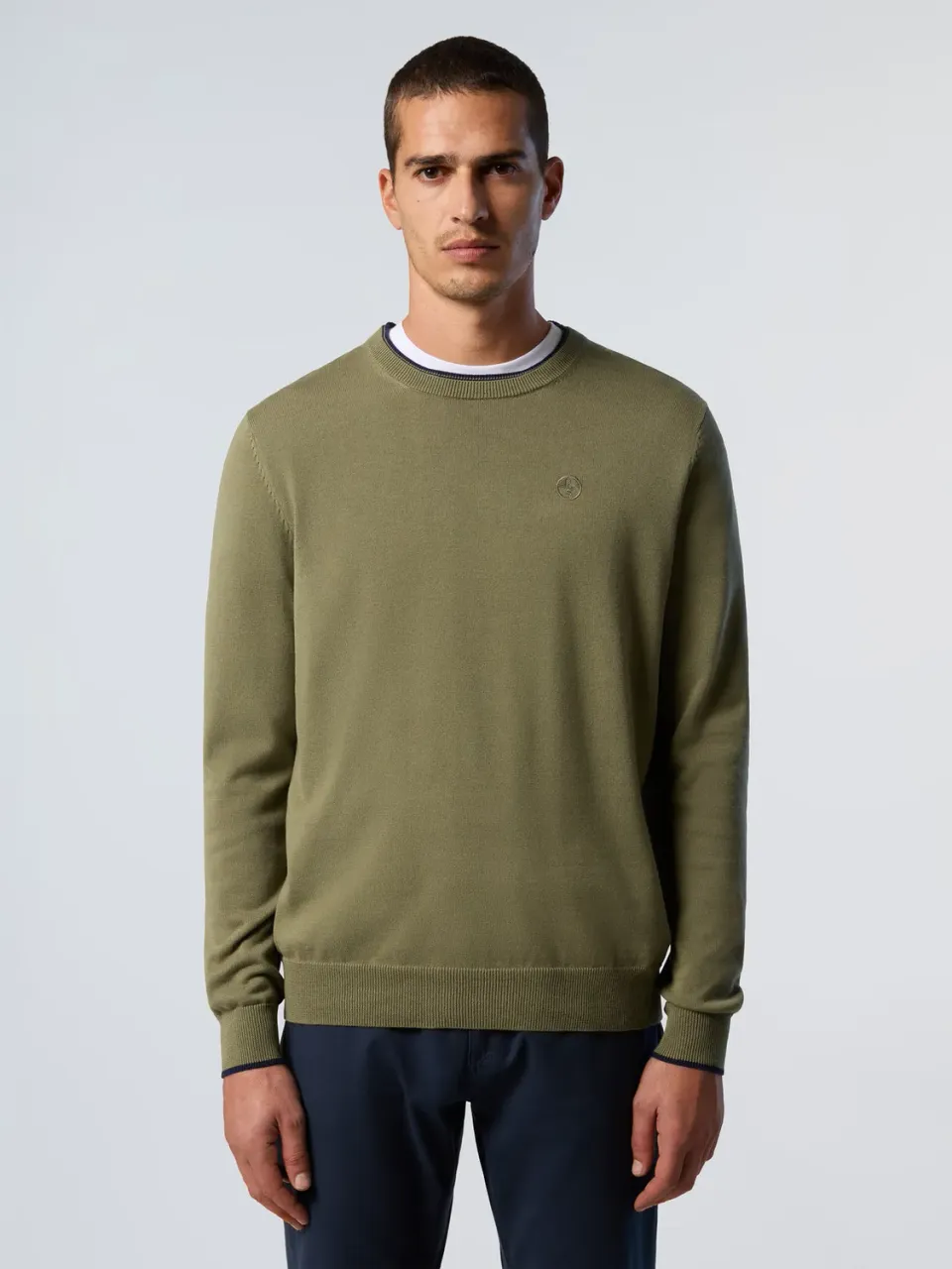 North Sails pull col rond coton bio logo brodé