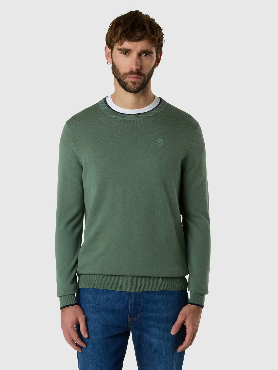 North Sails pull col rond coton bio logo tonal