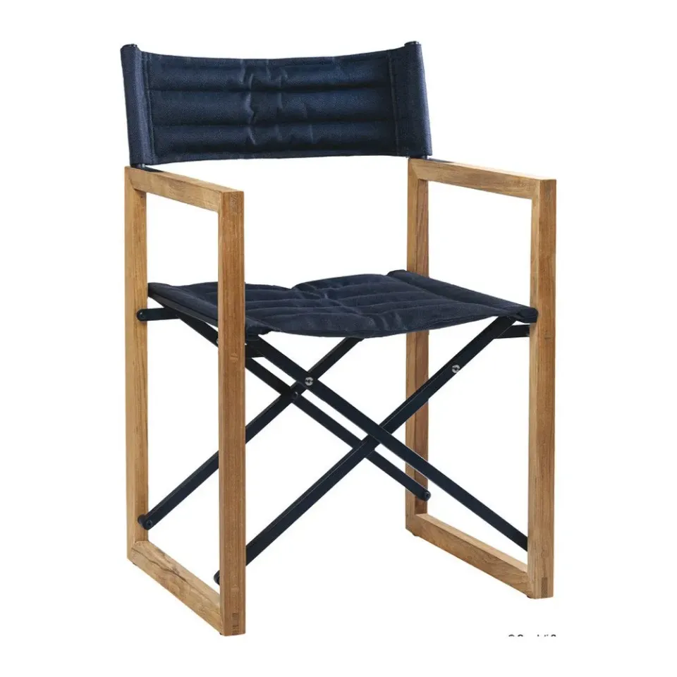 ARC The Square chaise pliante teck bleu marine Batyline
