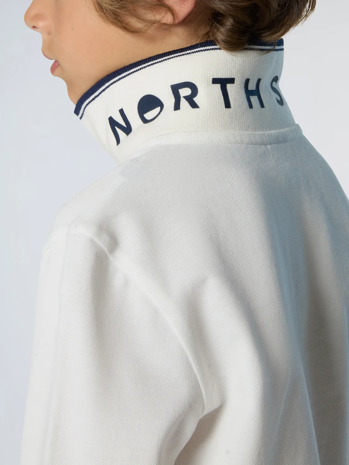 North Sails polo manches longues piqué coton bio col logo