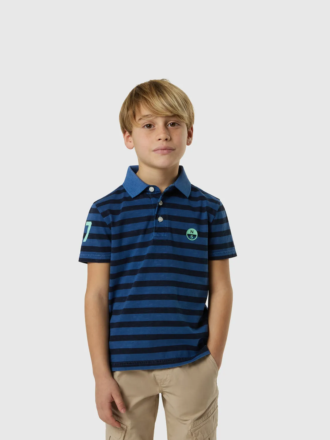 North Sails polo enfant jersey slub rayé coton bio