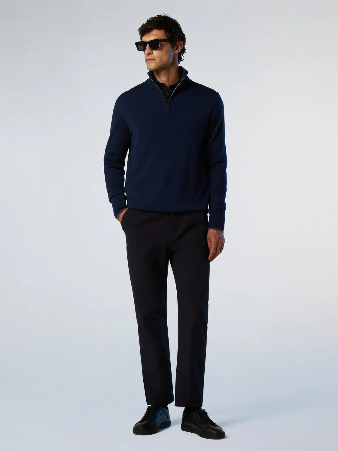 North Sails pull demi-zip mérinos fentes