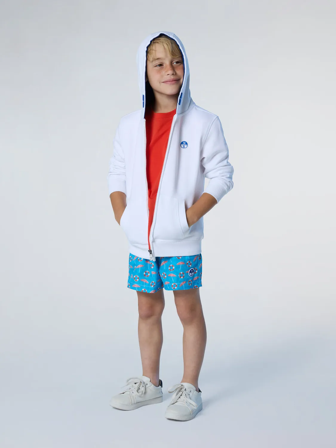 North Sails sweat à capuche zippé enfant coton bio patch