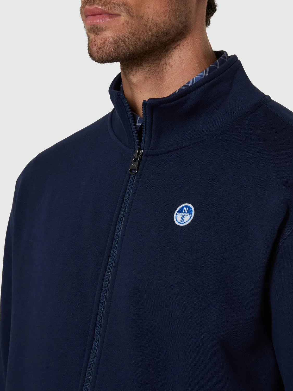 North Sails Full-zip sweatshirt with logo patch sweat zippé bleu marine