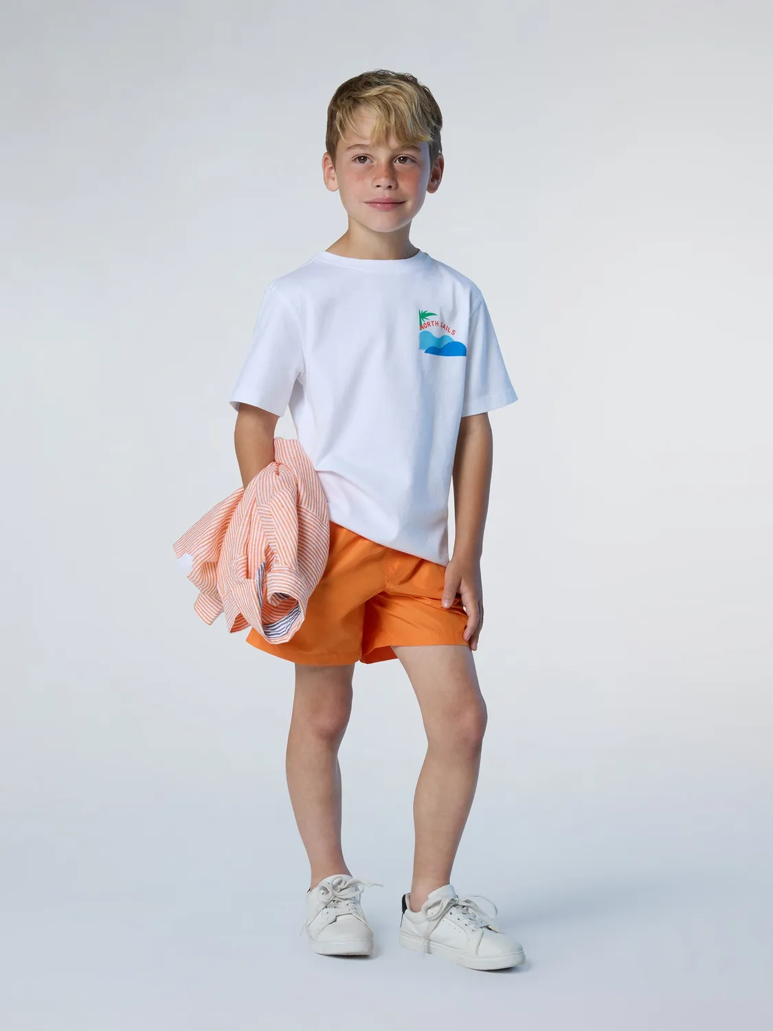 North Sails short de bain enfant imprimé vertical orange