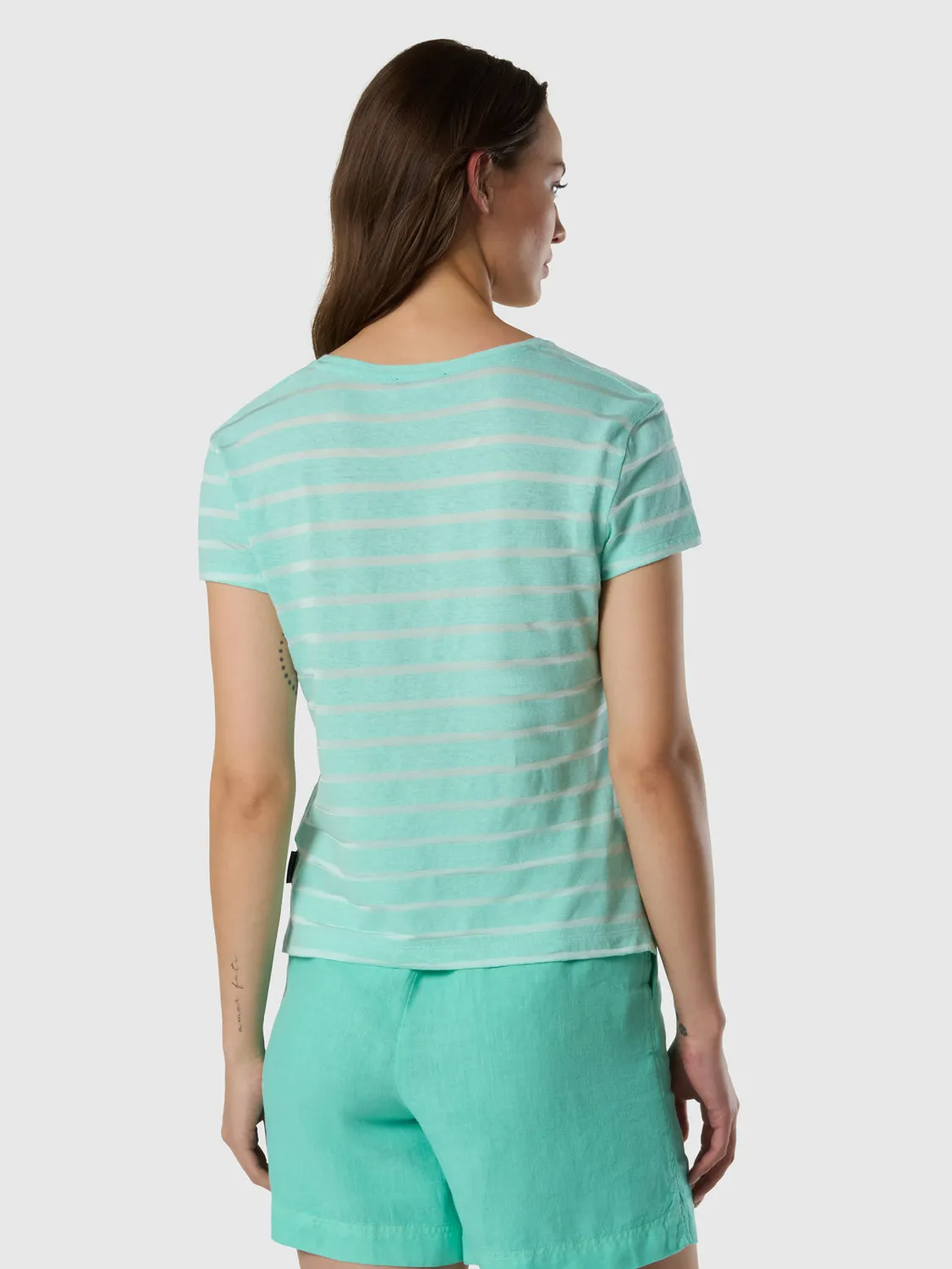 North Sails T-Shirt Rayé Slub Lin Fluide Léger