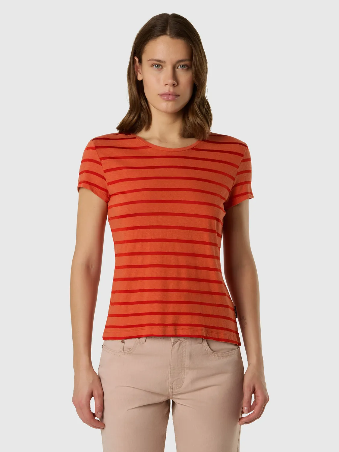 North Sails T-Shirt Rayé Slub Lin Fluide Léger