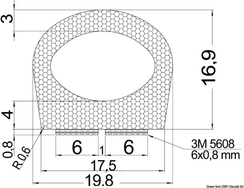 easysea Profil EPDM adhésif noir 17,5x16,9 mm lot 25