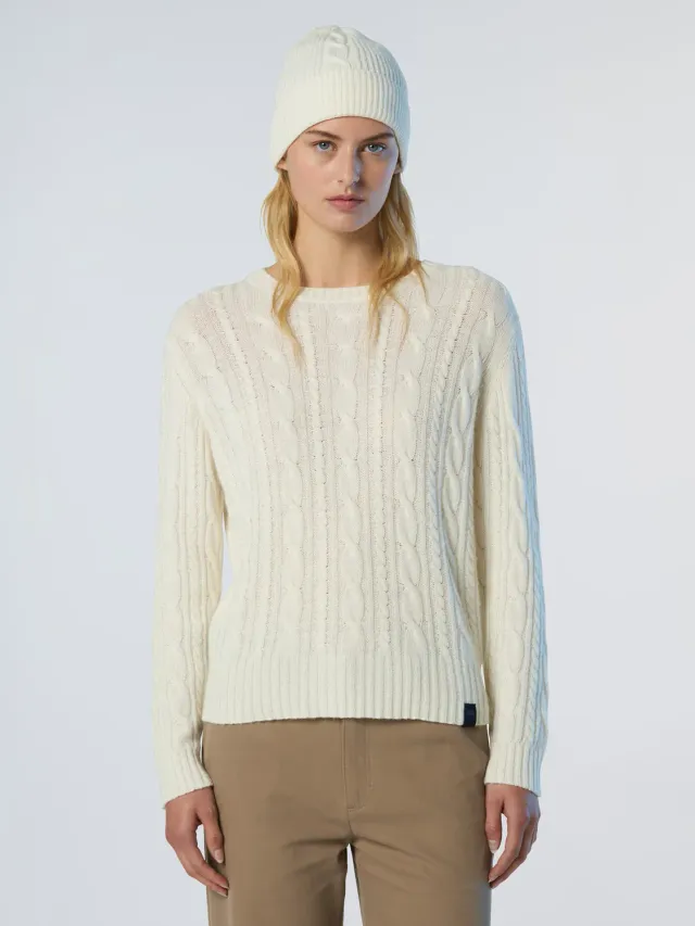 North Sails Crew-Neck Cable-Knit pull torsadé cachemire