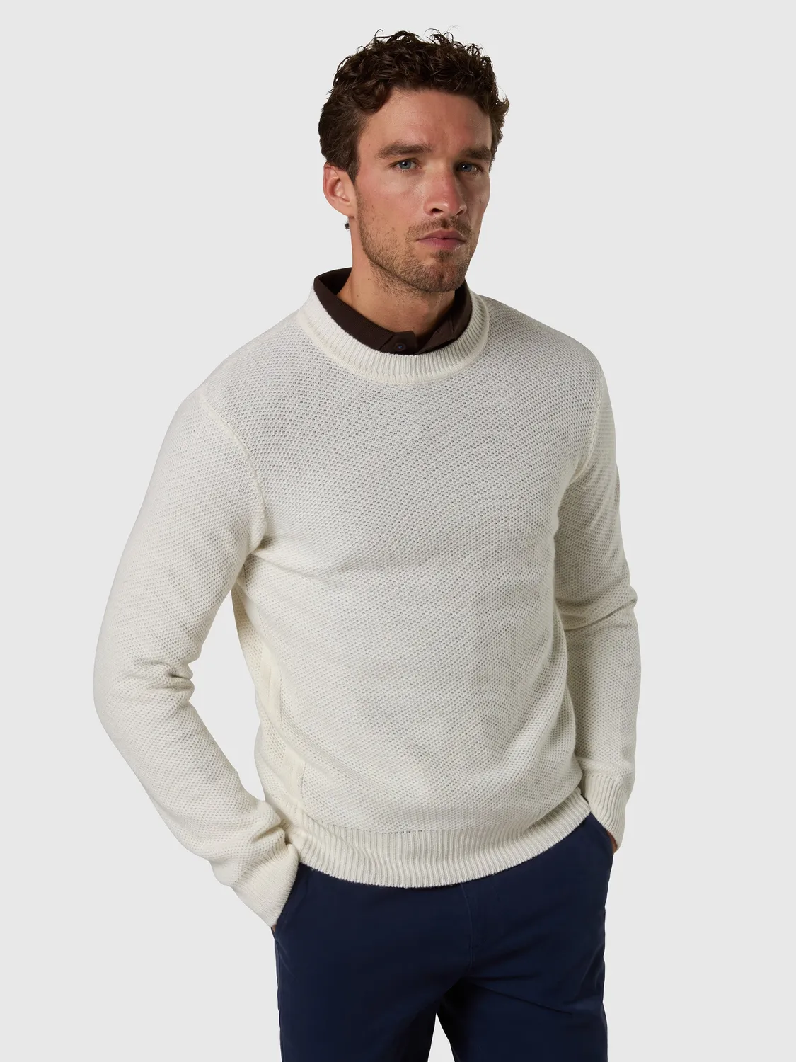 North Sails Honeycomb pull col rond homme marshmallow